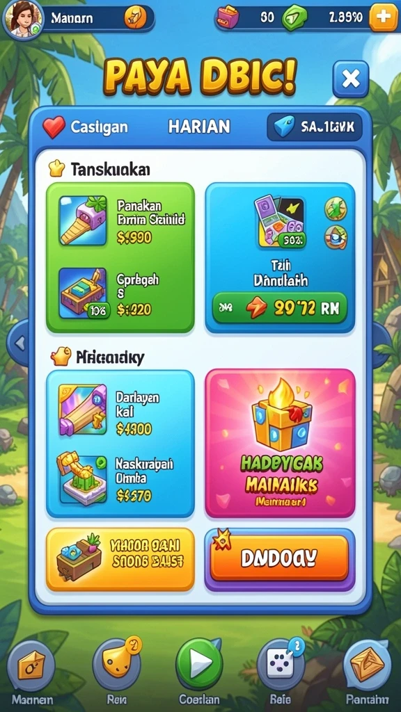 Tampilan awal LUCKYMINO dengan desain yang menarik.